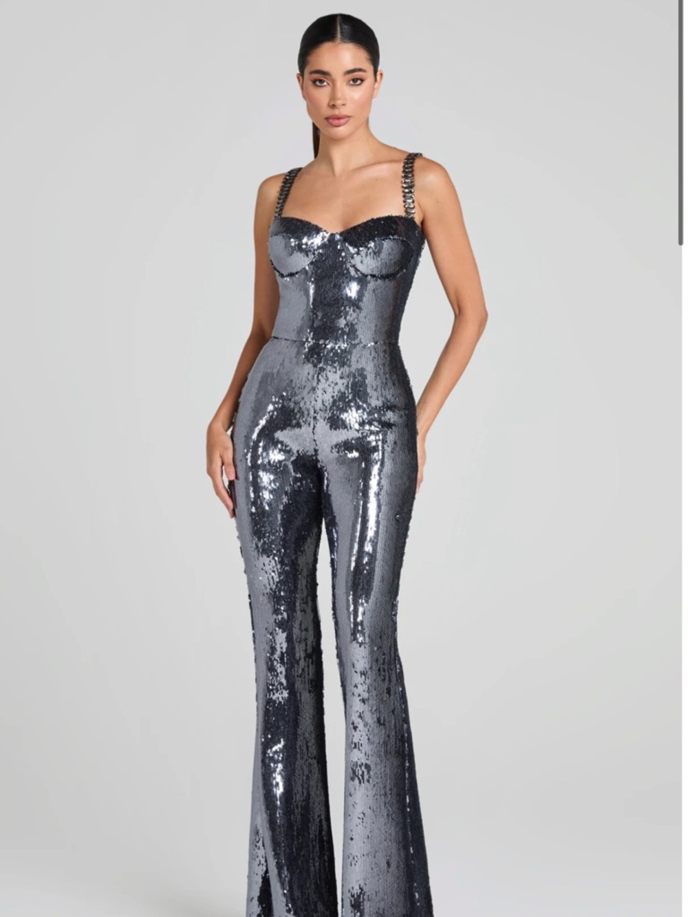 IN SEARCH OF BEVERLY SILVER SEQUIN JUMPSUIT